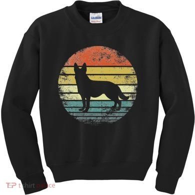 German Shepherd Lover Owner Gift Retro Sunset Dog Kids Sweatshirt