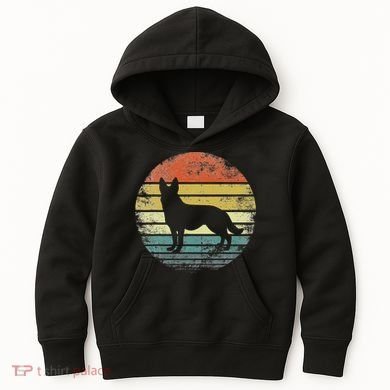 German Shepherd Lover Owner Gift Retro Sunset Dog Kids Hoodie