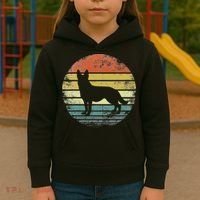German Shepherd Lover Owner Gift Retro Sunset Dog Kids Hoodie thumb 3