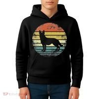 German Shepherd Lover Owner Gift Retro Sunset Dog Kids Hoodie thumb 4
