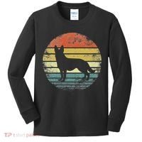 German Shepherd Lover Owner Gift Retro Sunset Dog Kids Long Sleeve Shirt thumb 0