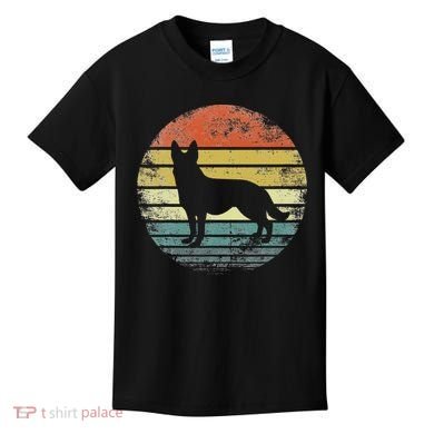 German Shepherd Lover Owner Gift Retro Sunset Dog Kids T-Shirt