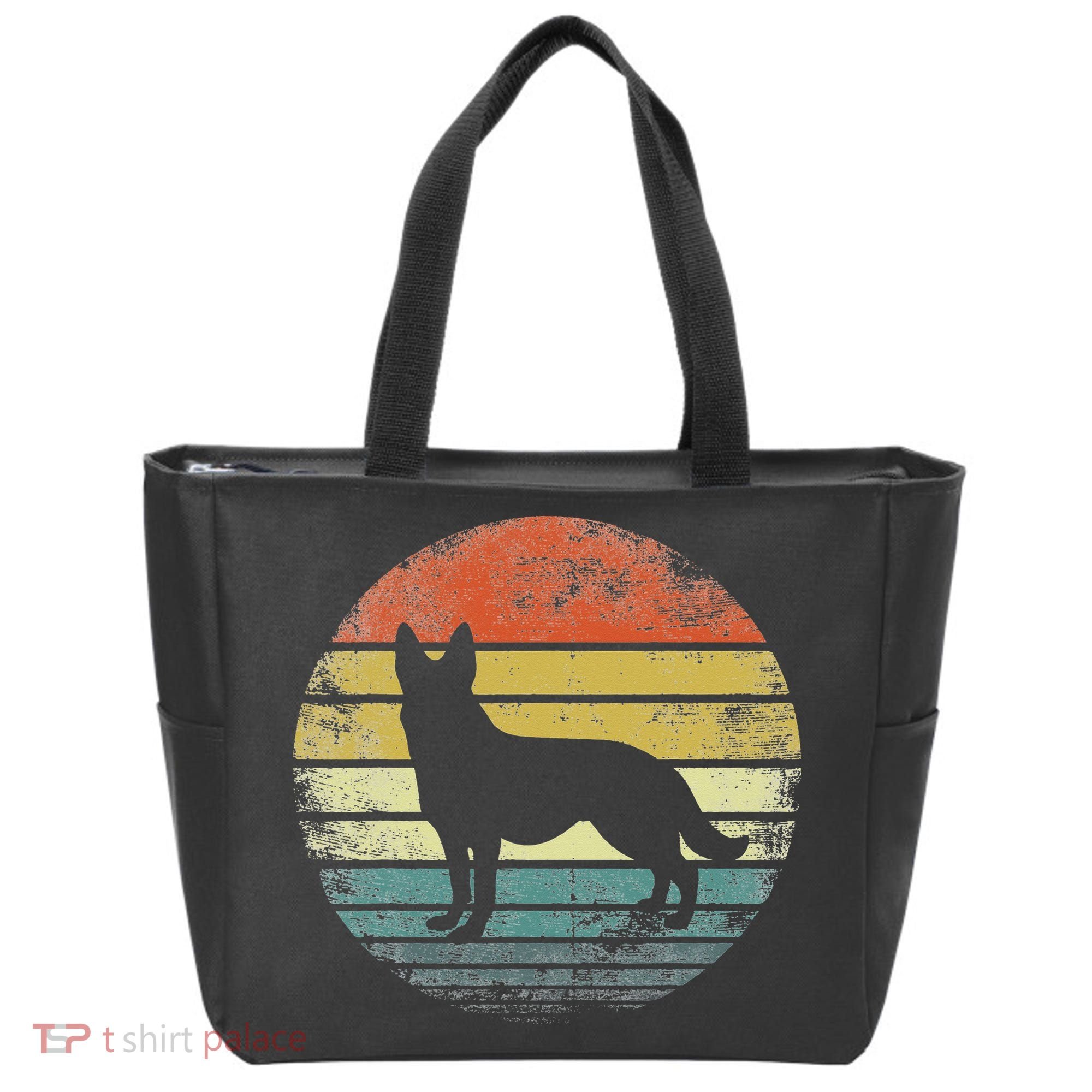 German Shepherd Lover Owner Gift Retro Sunset Dog Tote Bag