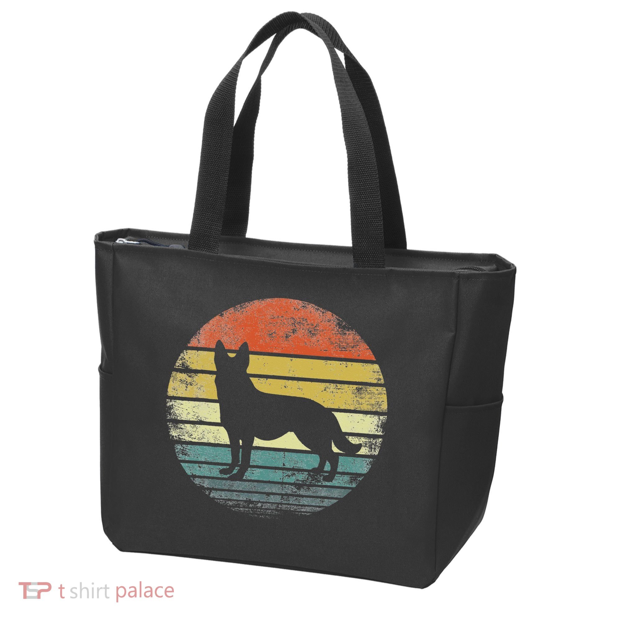 German Shepherd Lover Owner Gift Retro Sunset Dog Tote Bag