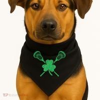 Green Shamrock Lacrosse Irish St. PatrickS Day USA-Made Doggie Bandana thumb 1
