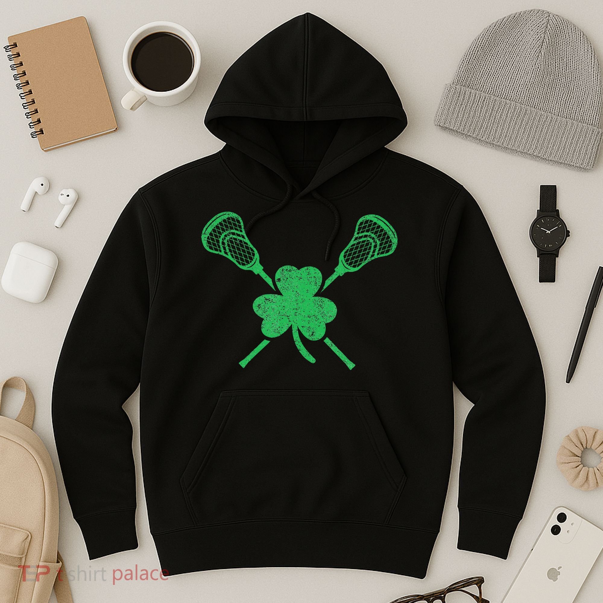 Green Shamrock Lacrosse Irish St. PatrickS Day Hoodie