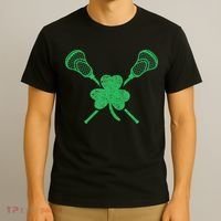 Green Shamrock Lacrosse Irish St. PatrickS Day T-Shirt thumb 3