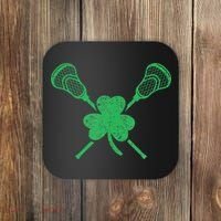 Green Shamrock Lacrosse Irish St. PatrickS Day Coaster thumb 0