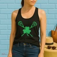 Green Shamrock Lacrosse Irish St. PatrickS Day Women's Tank Top thumb 2