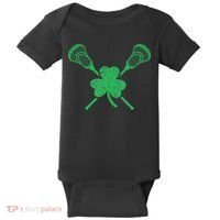Green Shamrock Lacrosse Irish St. PatrickS Day Baby Bodysuit thumb 0