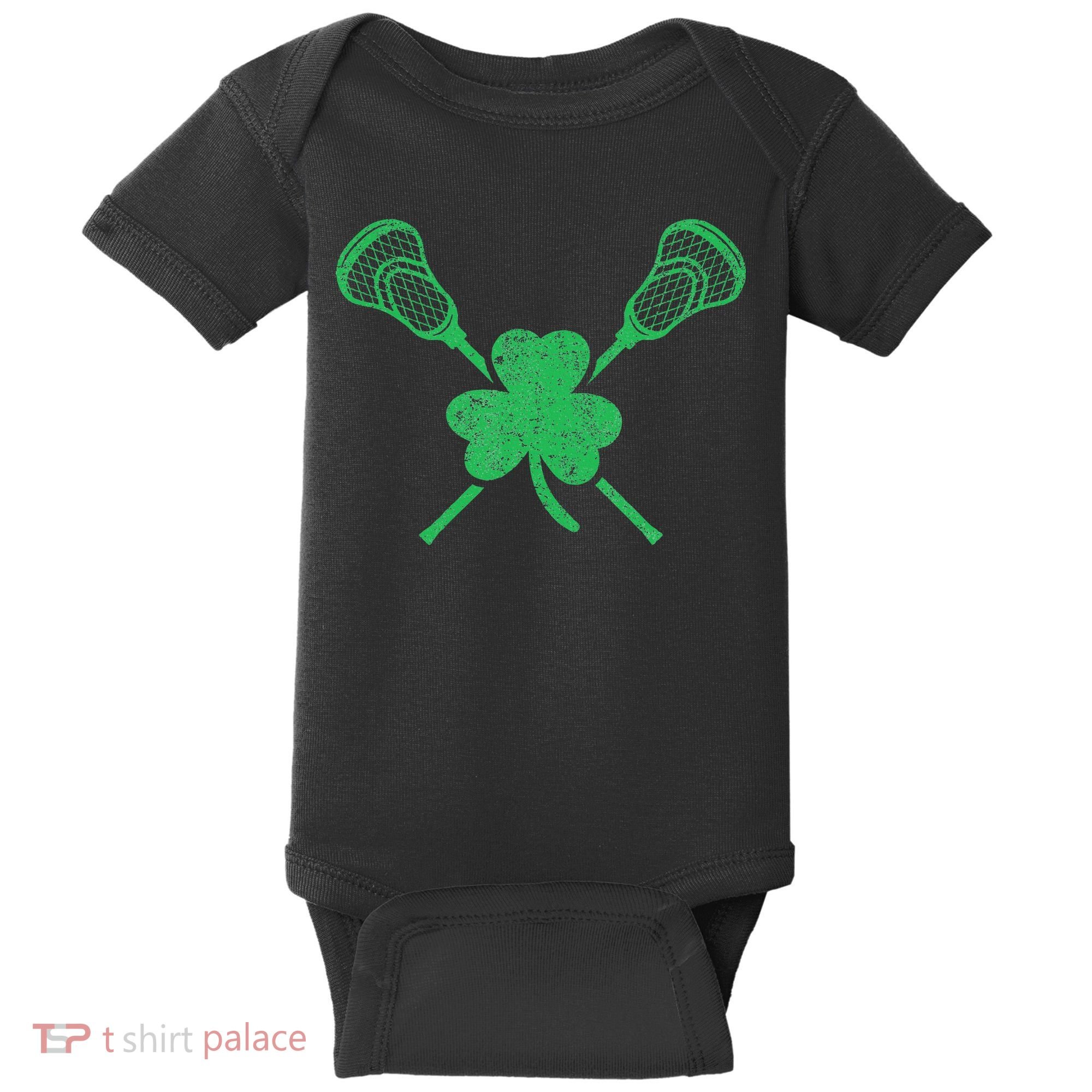 Green Shamrock Lacrosse Irish St. PatrickS Day Baby Bodysuit