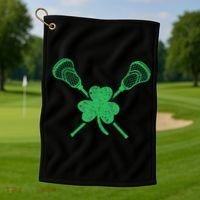 Green Shamrock Lacrosse Irish St. PatrickS Day Golf Towel thumb 1