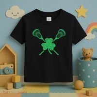 Green Shamrock Lacrosse Irish St. PatrickS Day Toddler T-Shirt thumb 3
