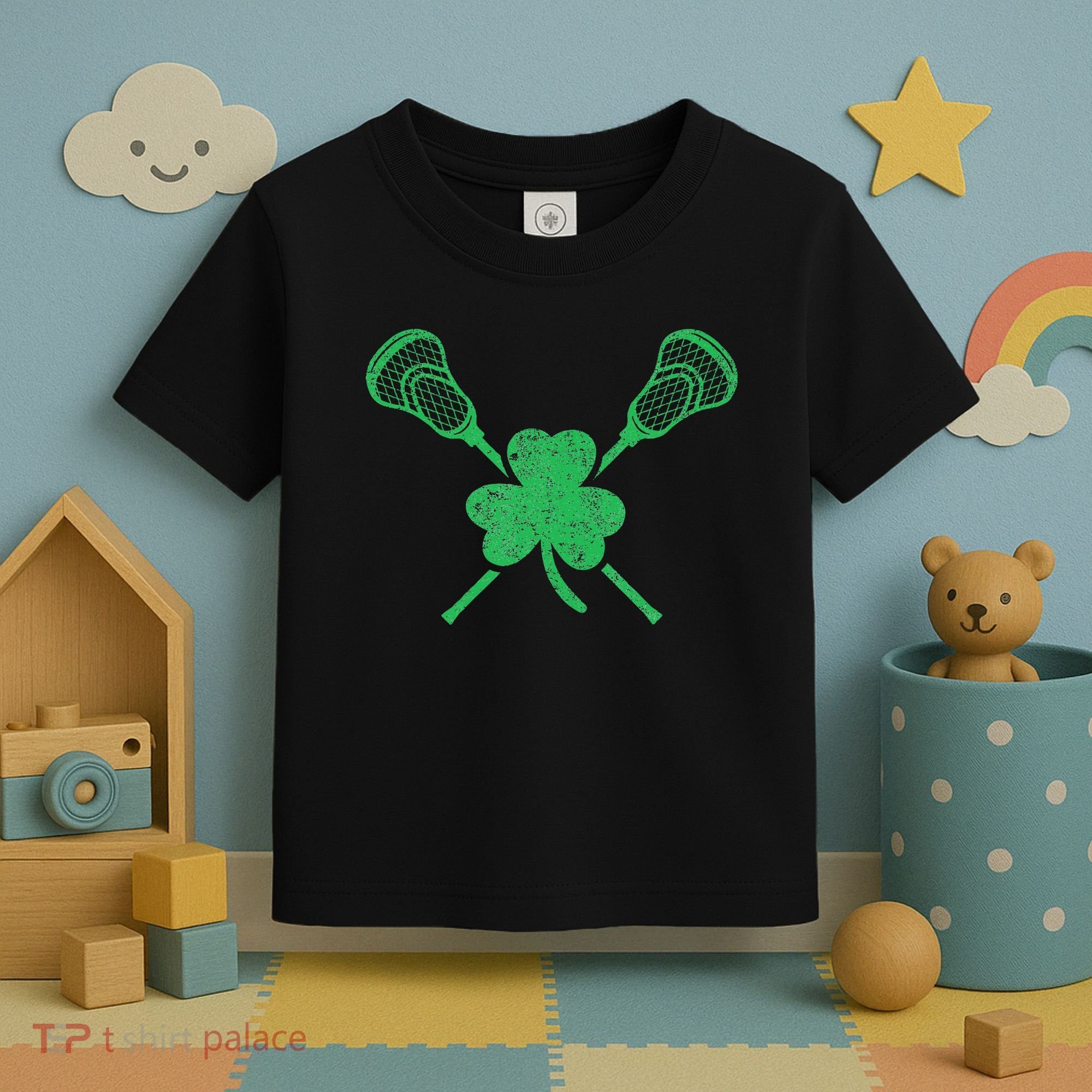Green Shamrock Lacrosse Irish St. PatrickS Day Toddler T-Shirt