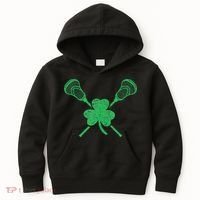 Green Shamrock Lacrosse Irish St. PatrickS Day Kids Hoodie thumb 0