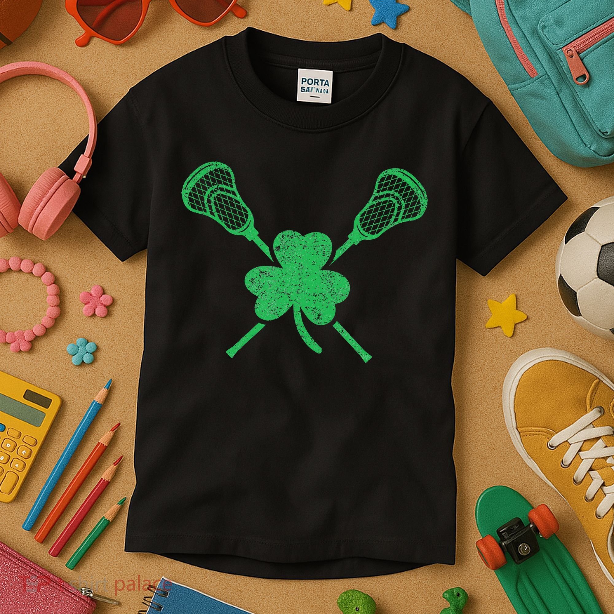 Green Shamrock Lacrosse Irish St. PatrickS Day Kids T-Shirt
