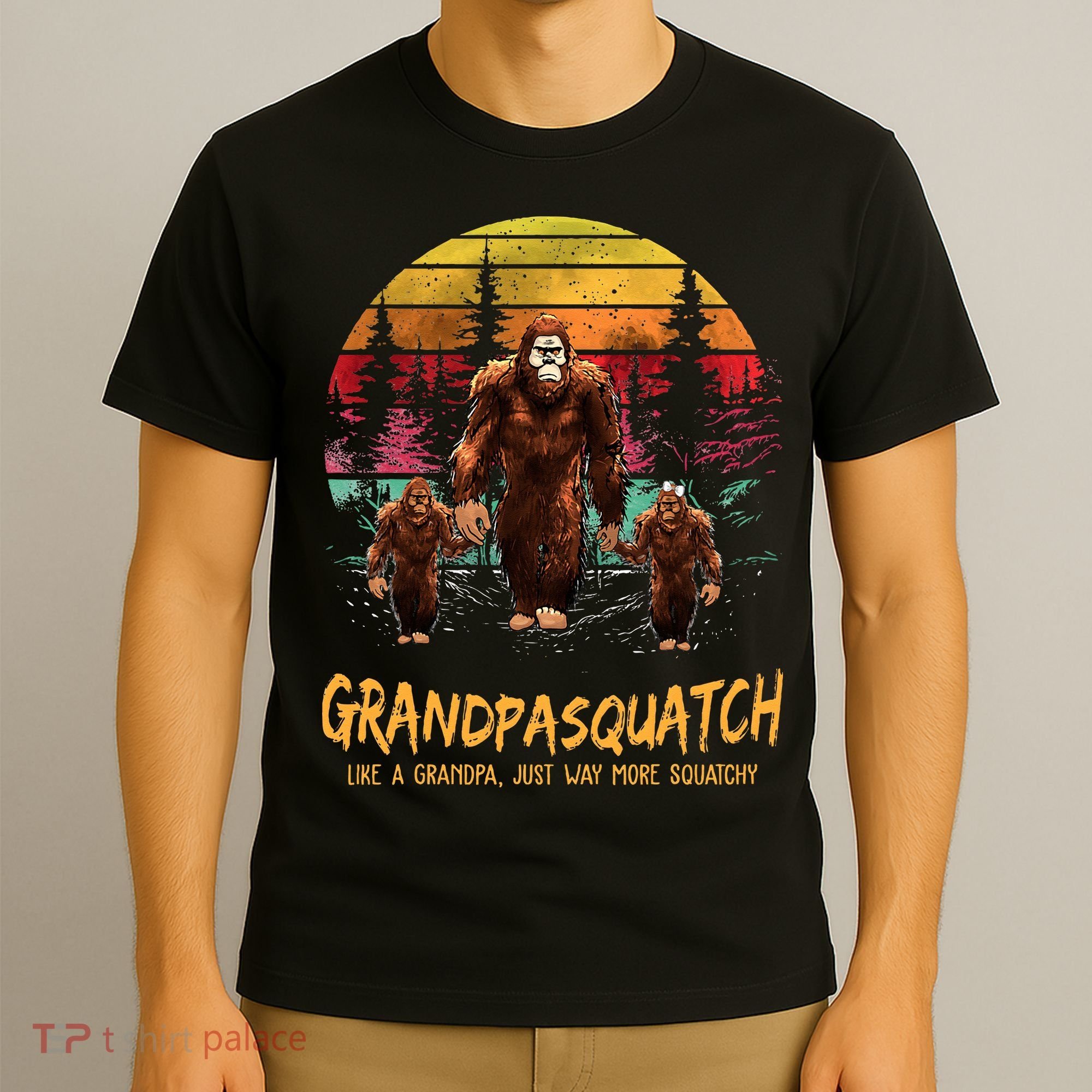Grandpa Squatch Like A Grandpa Just Way More Squatchy Retro T-Shirt