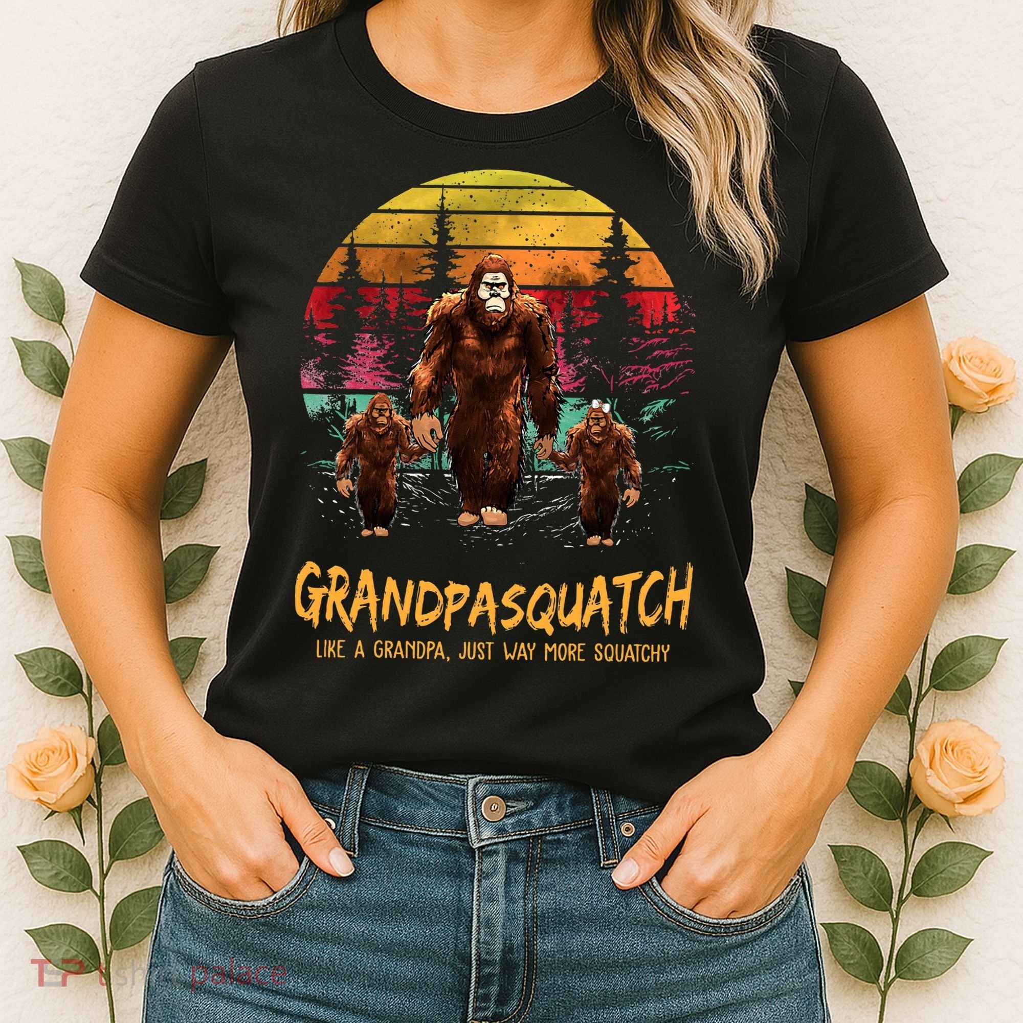 Grandpa Squatch Like A Grandpa Just Way More Squatchy Retro Women's T-Shirt