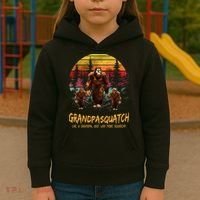 Grandpa Squatch Like A Grandpa Just Way More Squatchy Retro Kids Hoodie thumb 3