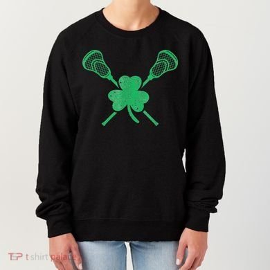 Green Shamrock Lacrosse Irish St Patrick's Day Women's Sweatshirt