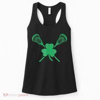 Green Shamrock Lacrosse Irish St Patrick's Day Women's Tank Top thumb 0