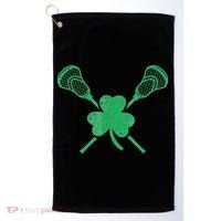 Green Shamrock Lacrosse Irish St Patrick's Day Golf Towel thumb 0