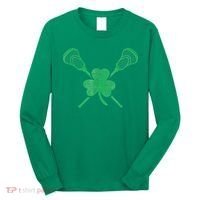 Green Shamrock Lacrosse Irish St Patrick's Day Long Sleeve Shirt thumb 0