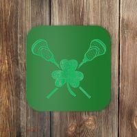 Green Shamrock Lacrosse Irish St Patrick's Day Coaster thumb 0