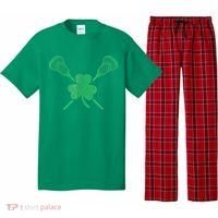 Green Shamrock Lacrosse Irish St Patrick's Day Pajama Set thumb 0
