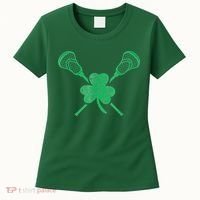 Green Shamrock Lacrosse Irish St Patrick's Day Women's T-Shirt thumb 0