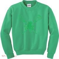 Green Shamrock Lacrosse Irish St Patrick's Day Kids Sweatshirt thumb 0