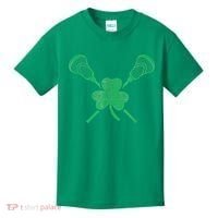 Green Shamrock Lacrosse Irish St Patrick's Day Kids T-Shirt thumb 0