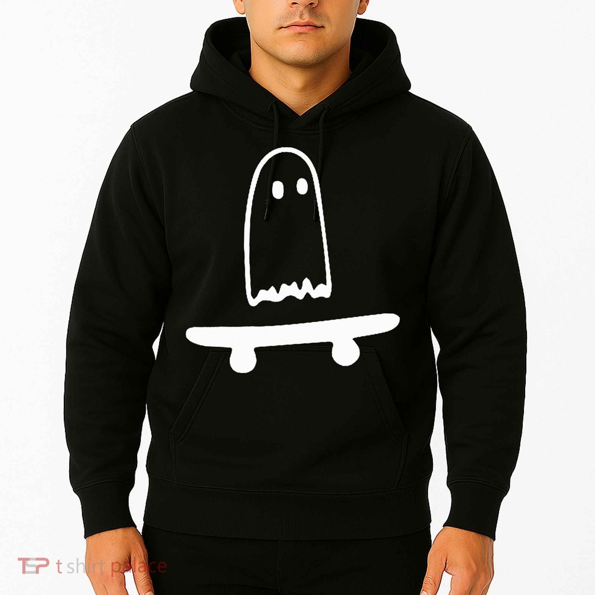 Ghost Skateboard Lazy Halloween Costume Hoodie