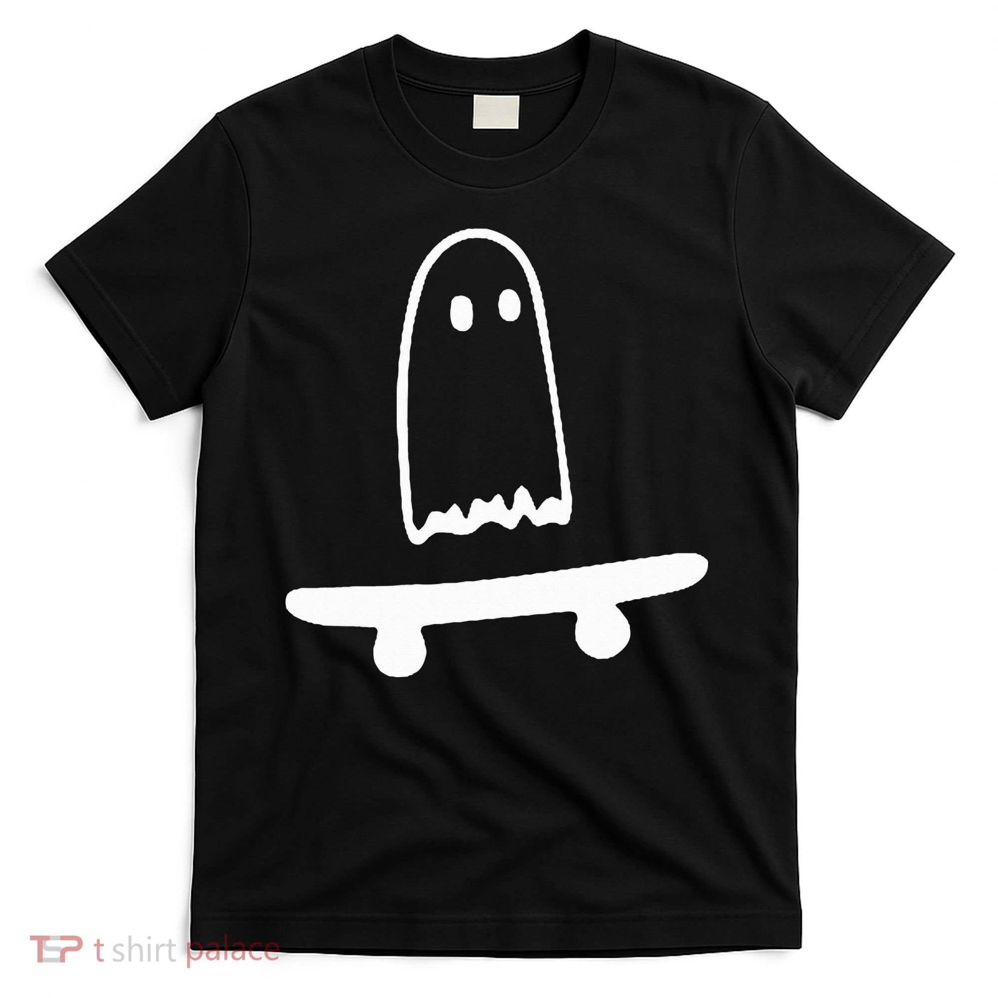 Ghost Skateboard Lazy Halloween Costume T-Shirt
