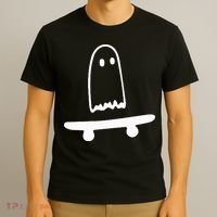 Ghost Skateboard Lazy Halloween Costume T-Shirt thumb 3