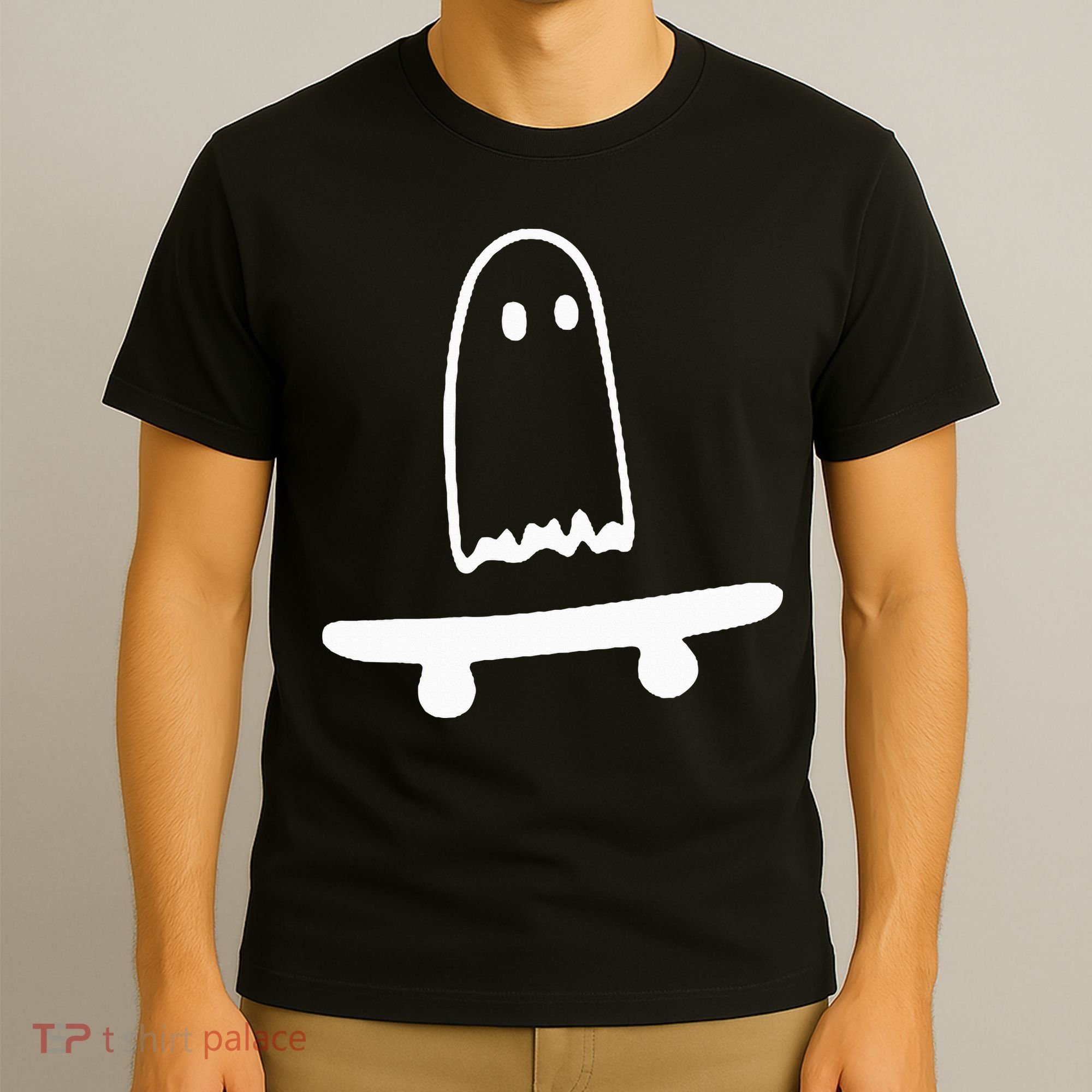 Ghost Skateboard Lazy Halloween Costume T-Shirt
