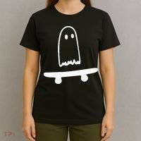 Ghost Skateboard Lazy Halloween Costume T-Shirt thumb 4