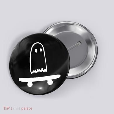 Ghost Skateboard Lazy Halloween Costume Button