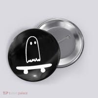 Ghost Skateboard Lazy Halloween Costume Button thumb 0