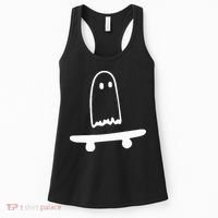 Ghost Skateboard Lazy Halloween Costume Women's Tank Top thumb 0