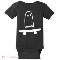 Ghost Skateboard Lazy Halloween Costume Baby Bodysuit thumb 0