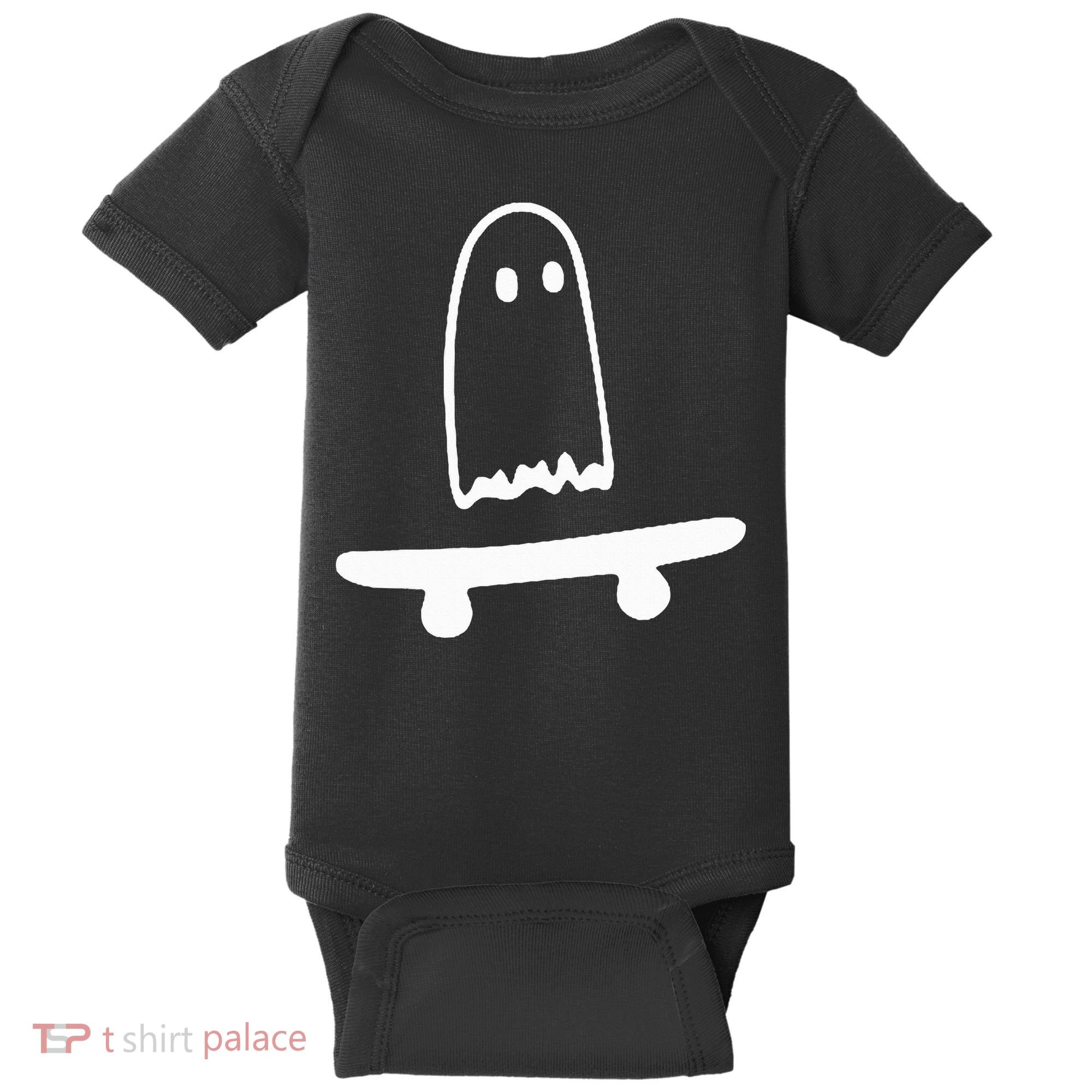 Ghost Skateboard Lazy Halloween Costume Baby Bodysuit