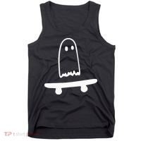 Ghost Skateboard Lazy Halloween Costume Tank Top thumb 0