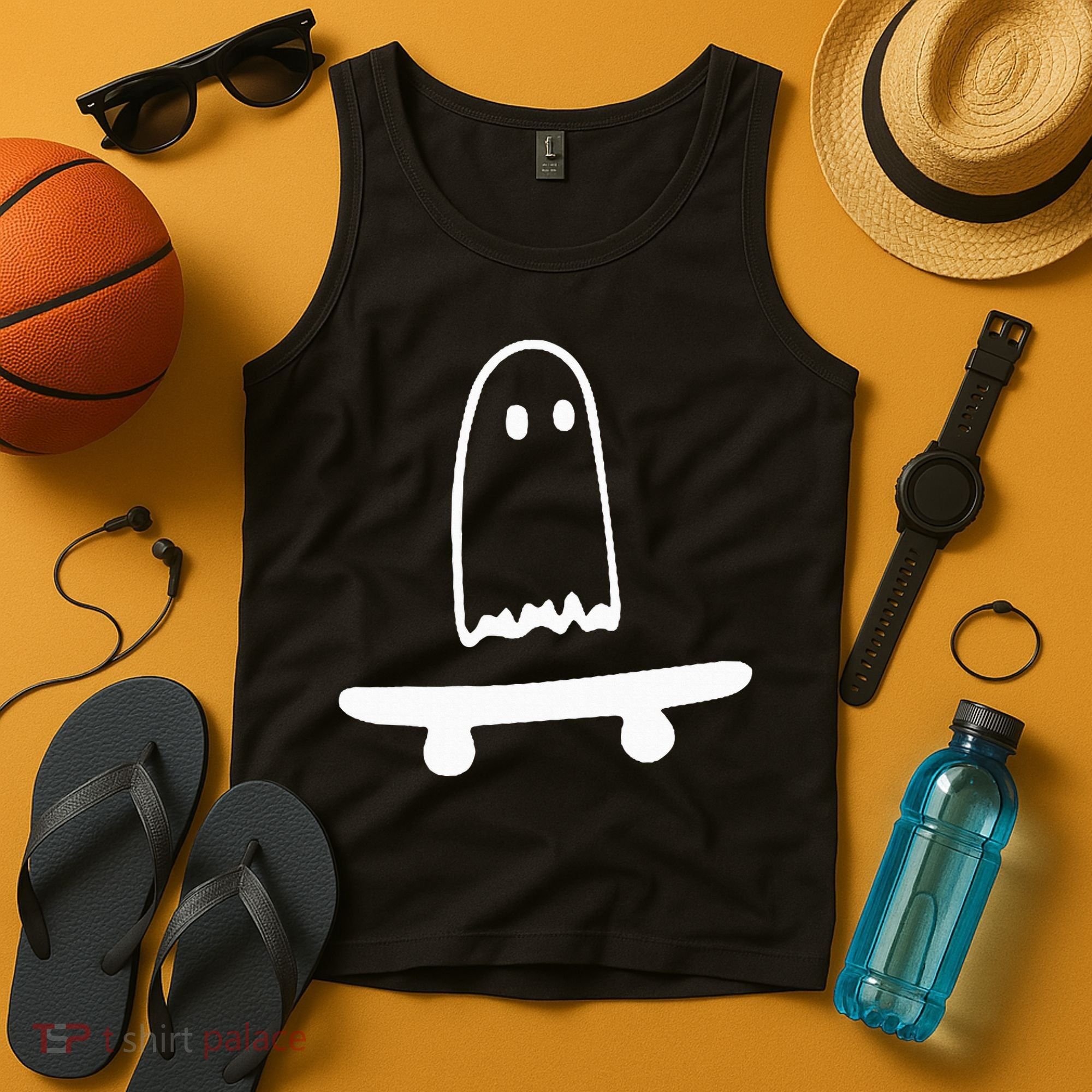 Ghost Skateboard Lazy Halloween Costume Tank Top