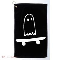 Ghost Skateboard Lazy Halloween Costume Golf Towel thumb 0