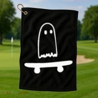 Ghost Skateboard Lazy Halloween Costume Golf Towel thumb 1
