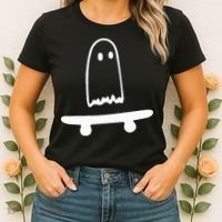 Ghost Skateboard Lazy Halloween Costume Women's T-Shirt thumb 2