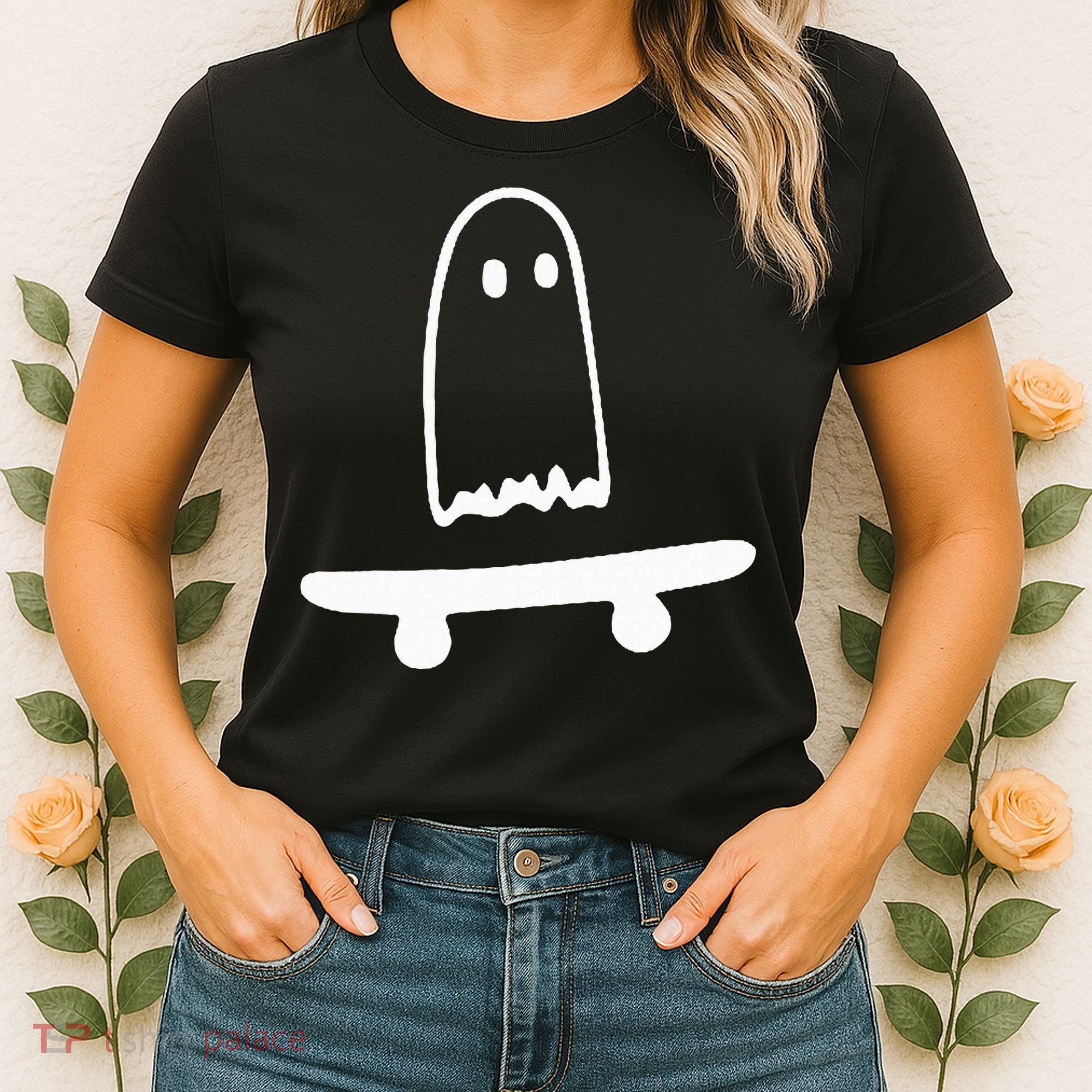 Ghost Skateboard Lazy Halloween Costume Women's T-Shirt