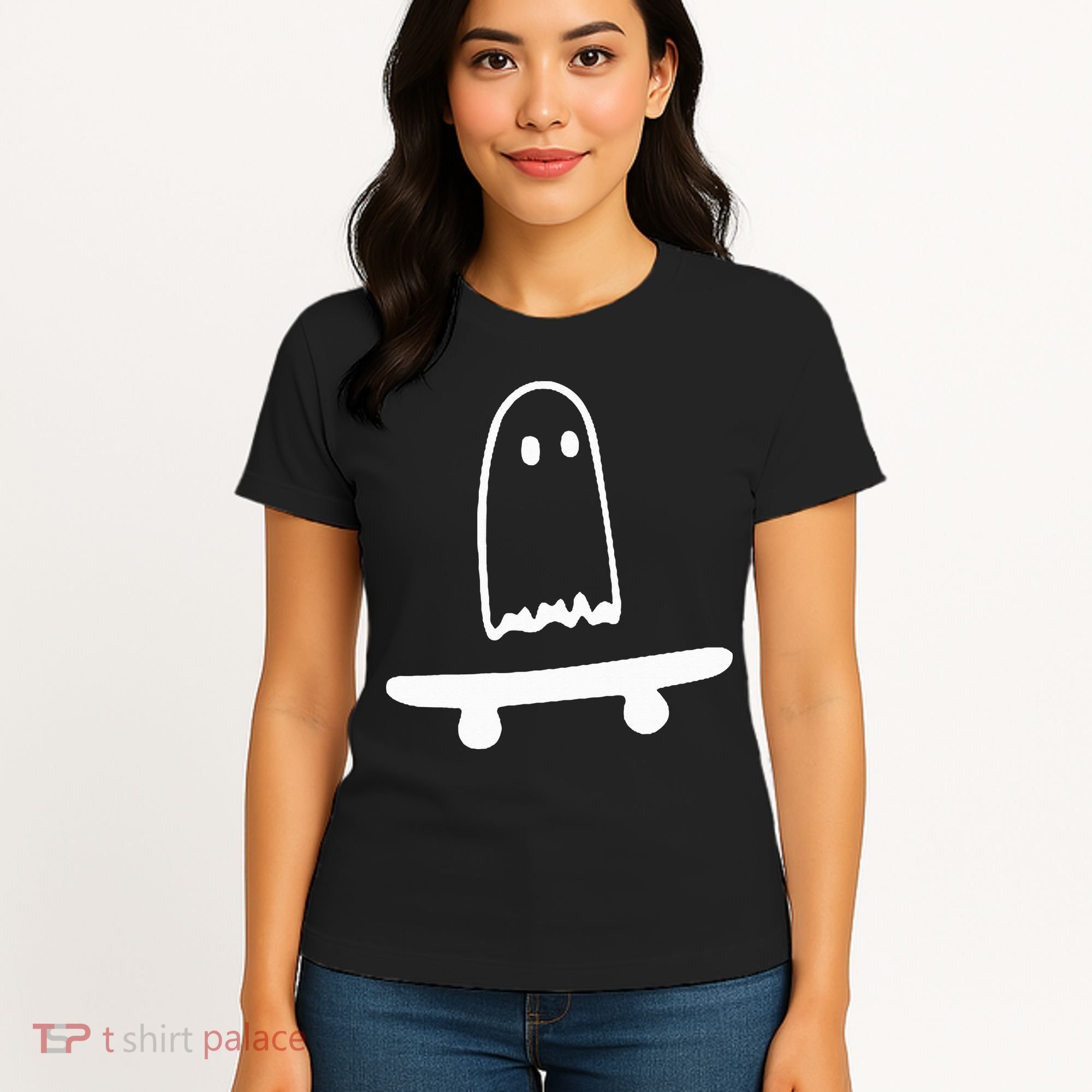 Ghost Skateboard Lazy Halloween Costume Women's T-Shirt