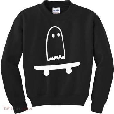 Ghost Skateboard Lazy Halloween Costume Kids Sweatshirt
